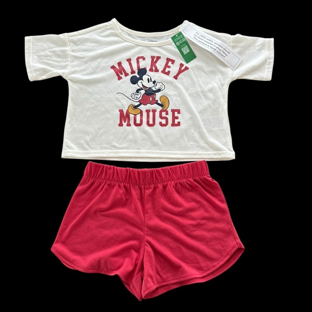 NWT Gap Kids X Disney Girls size 4 Mickey Mouse Shorts Pajama Set Disneyworld